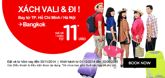 Air Asia bán vé máy bay đi Bangkok 11 USD