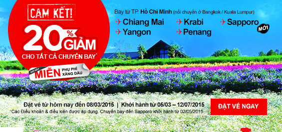 Air Asia giảm giá vé lên đến 20% đến Bangkok