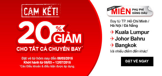 Air Asia giảm giá vé lên đến 20% đến Bangkok