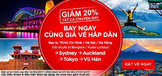 AirAsia bất ngờ giảm 20% giá vé toàn mạng bay