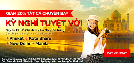 AirAsia bất ngờ giảm 20% giá vé toàn mạng bay