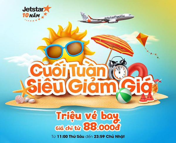 Cập nhật khuyến mãi cuối tuần Jetstar 88 ngàn
