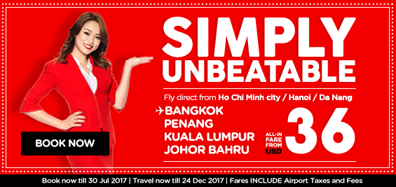 Cập nhật vé Khuyến mãi Air Asia giá 36 USD