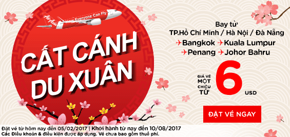 Cất cánh du xuân cùng Air Asia chỉ từ 6 USD
