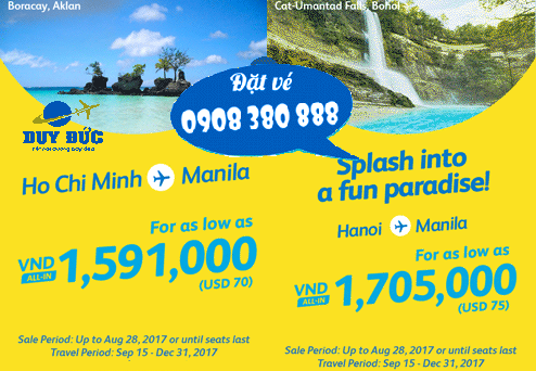 Cebu Pacific ưu đãi lớn vé đi Manila giá 1.591.000đ