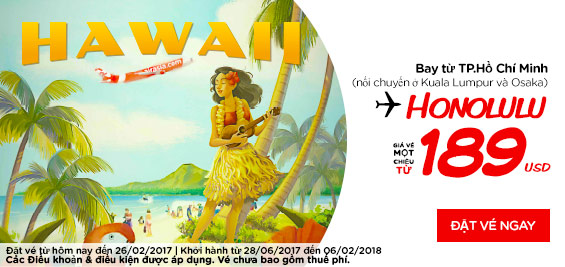 Đặt vé AirAsia ngày lễ tình nhân Valentine 4 USD