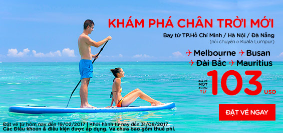 Đặt vé AirAsia ngày lễ tình nhân Valentine 4 USD