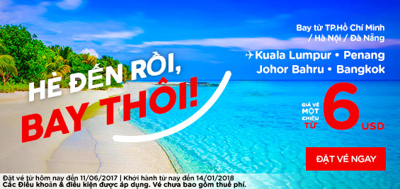 Đầu tuần Air Asia tung vé khuyến mãi 6 USD