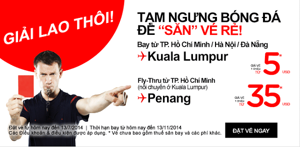 Air Asia bán vé máy bay đi Kuala Lumpur chỉ với 5 USD