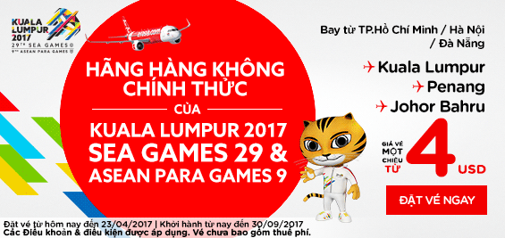 Đón Sea Games 29 tại Malaysia với vé máy bay 4 USD