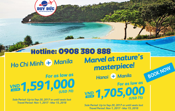 Hãng Cebu Pacific khuyến mãi vé đi Manila 1.591.000đ