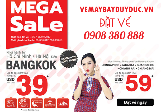 Hãng Thai Lion Air khuyến mãi vé đi Bangkok 39 USD