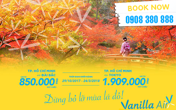 Hãng Vanilla Air bán vé mùa thu đông giá 850.000đ