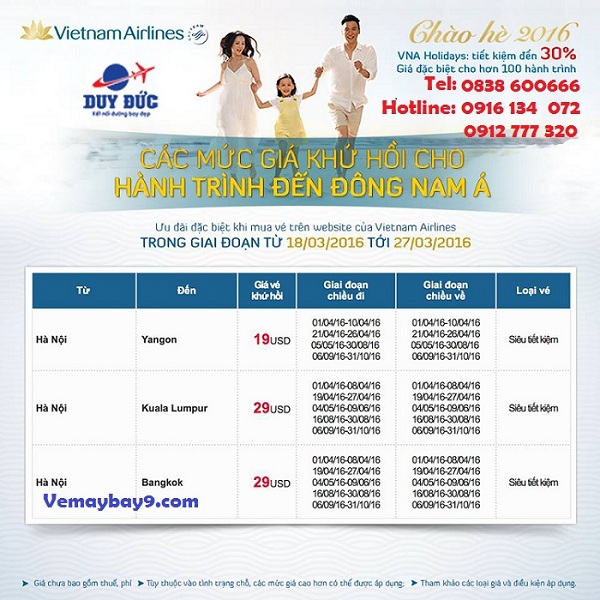 Hè đến rồi! Đặt ngay vé Vietnam Airlines siêu khuyến mãi 199 000 vnđ