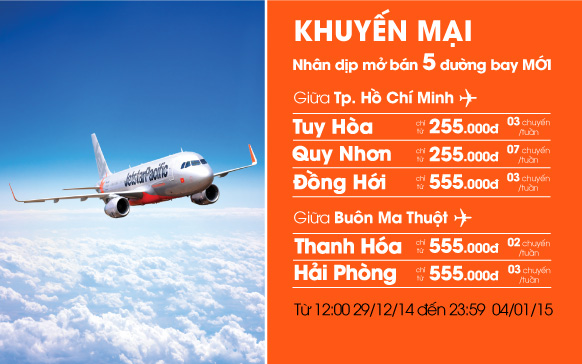 Jetstar bán vé khuyến mãi Sài Gòn – Tuy Hòa 255,000 VNĐ