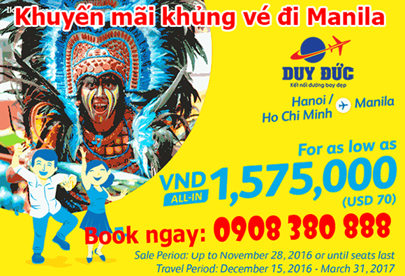 Khuyến mãi khủng vé đi Manila chỉ 1 575 000đ