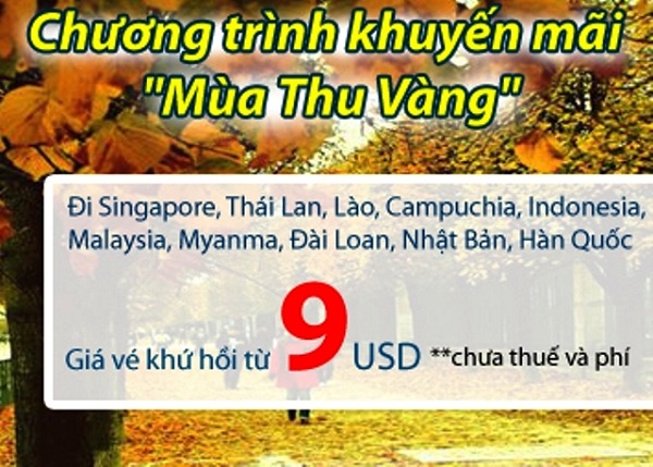 Khuyến mãi "mùa thu vàng" đi khu vực Đông Nam Á từ 9 USD