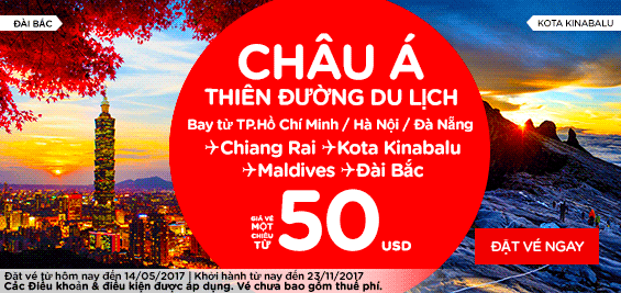 Khuyến mãi thứ 2 vé máy bay Air Asia 6 USD