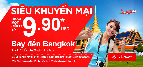 Du lịch giá rẻ đi Bangkok 9,9 USD