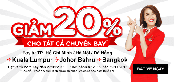 Air Asia bất ngờ giảm 20% giá vé đi Bangkok
