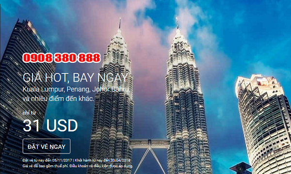 Săn tấm vé máy bay Air Asia giá rẻ 31 USD