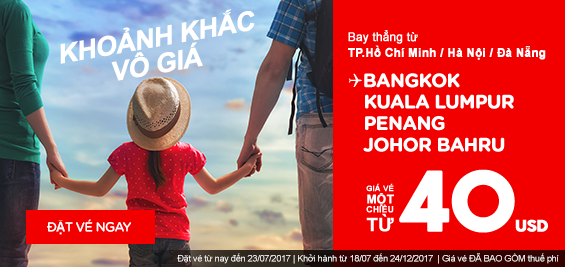 Thứ 2 săn ngay vé máy bay rẻ AirAsia 40 USD