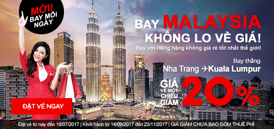 Thứ 2 tuần này AirAsia giảm 20% giá vé máy bay
