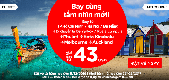 Tưng bừng sinh nhật Air Asia giảm giá vé 6 USD