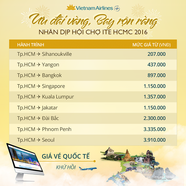 Ưu đãi vàng, bay rộn ràng cùng Vietnam Airlines 299 000đ