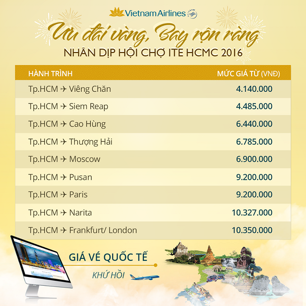 Ưu đãi vàng, bay rộn ràng cùng Vietnam Airlines 299 000đ