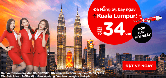 Khuyến mãi năm mới 2017 vé rẻ Air Asia 6 USD