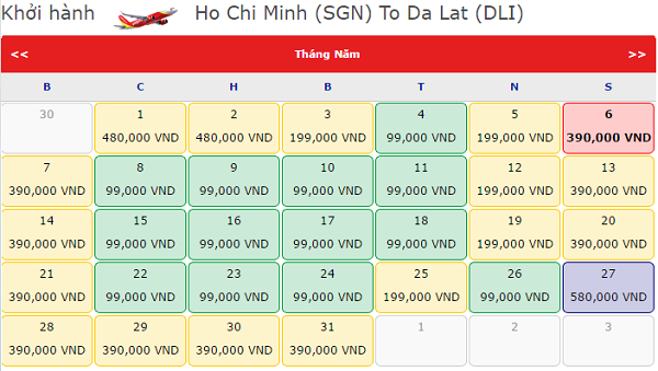 Vé máy bay đi Đà Lạt khứ hồi bao nhiêu tiền?