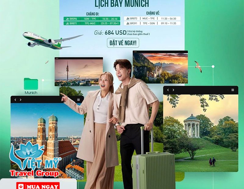 Bay đến Munich Đức chỉ từ 684 USD từ hãng hàng không Eva Air
