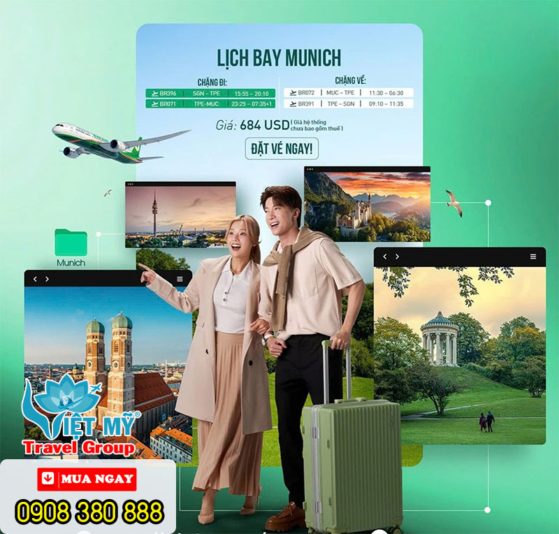 Bay đến Munich Đức chỉ từ 684 USD từ hãng hàng không Eva Air
