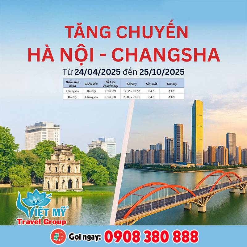 Tăng tần suất bay Hà Nội đi Changsha với China Southern