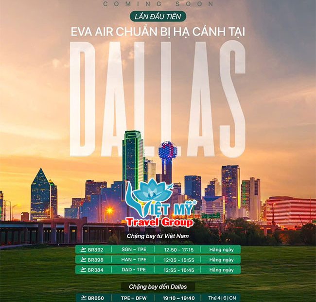 EVA Air mở đường bay đến Dallas (Mỹ) từ ngày 3/10/2025