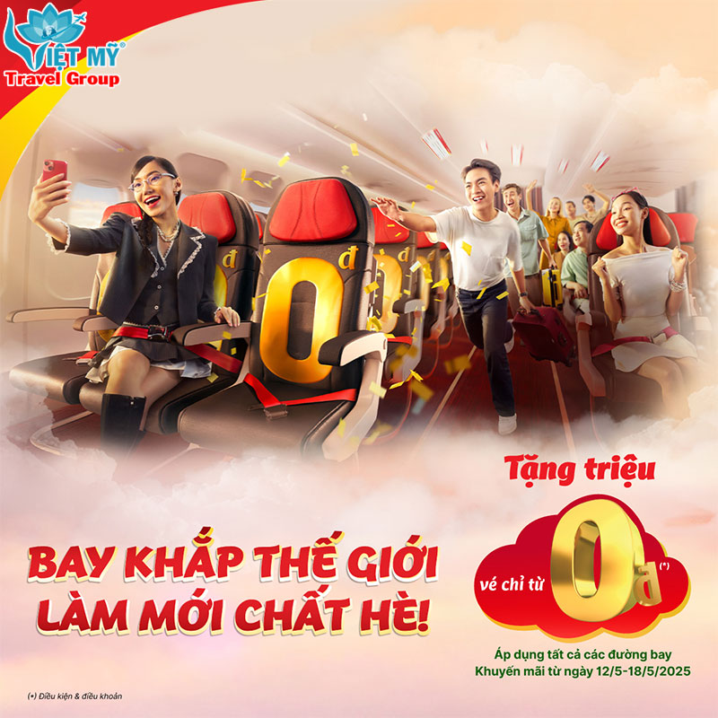 DEAL XỊN vé 0Đ từ Vietjet - bay trong & ngoài nước!