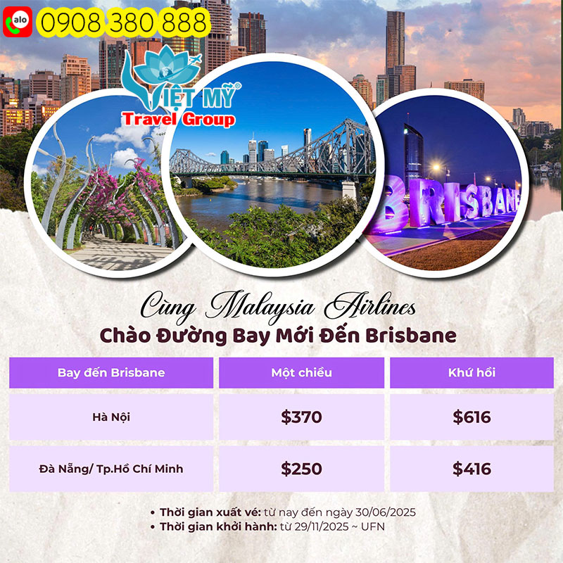 Hãng Malaysia Airlines mở đường bay mới đến Brisbane