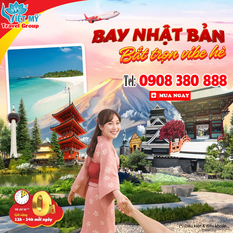 Vé bay 0 đồng đi Nhật - Trải nghiệm mùa hè rực rỡ cùng Vietjet!