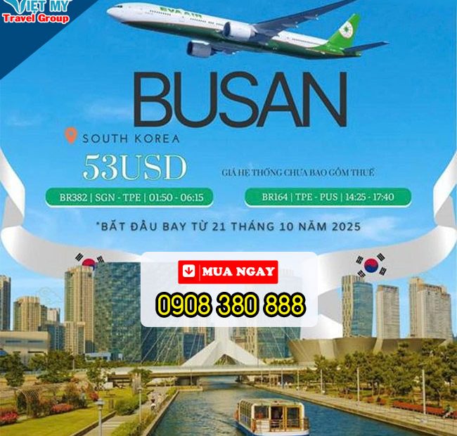 Bay đến Busan cùng EVA Air - ưu đãi từ chỉ 53 USD