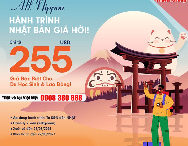 Bay Nhật tiết kiệm cùng ANA: Hành lý 2 kiện, giá chỉ 255 USD