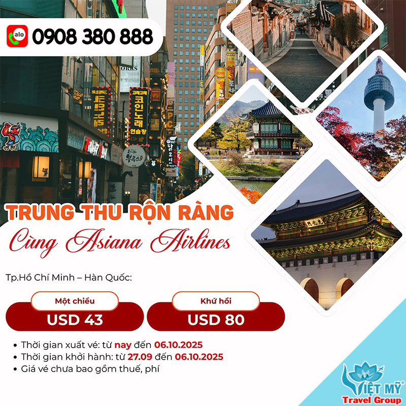 Bay Hàn Quốc mùa Trung Thu cùng Asiana Airlines với giá vé siêu ưu đãi