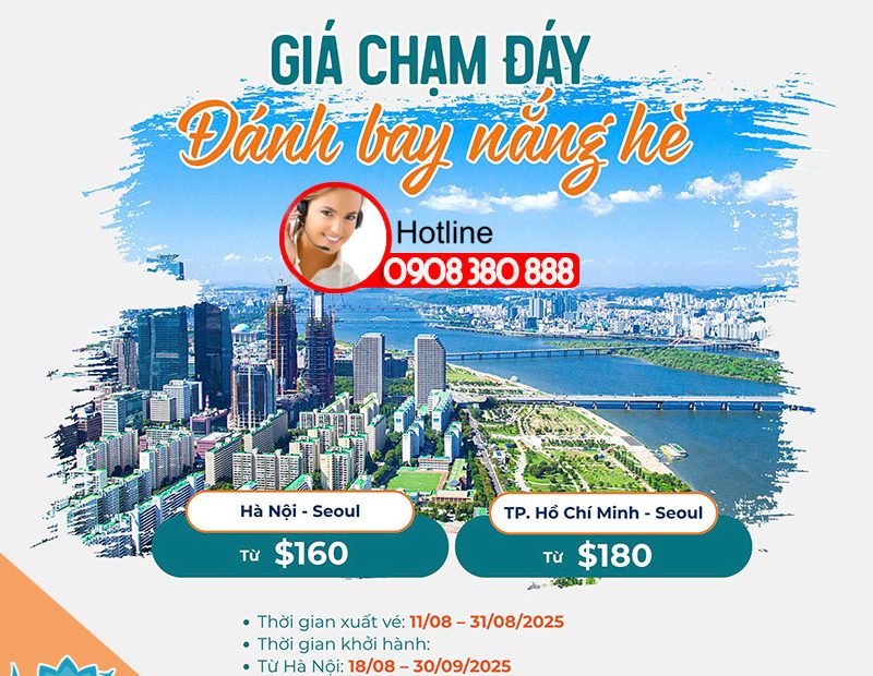 Vé máy bay Asiana Airlines đi Hàn Quốc giá “chạm đáy”