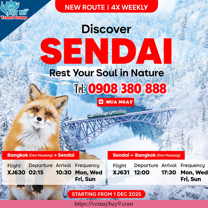 AirAsia X mở bay Bangkok - Sendai & Riyadh