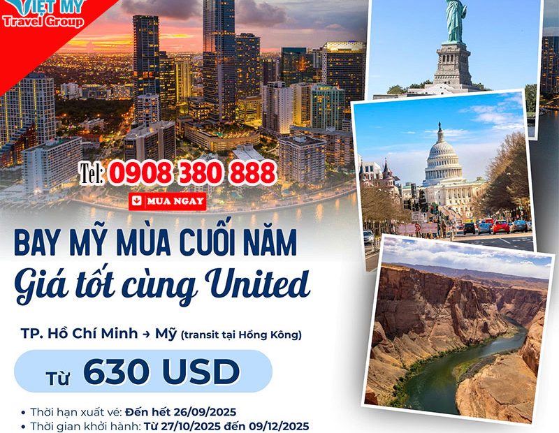 Bay Mỹ mùa cuối năm giá tốt cùng United Airlines