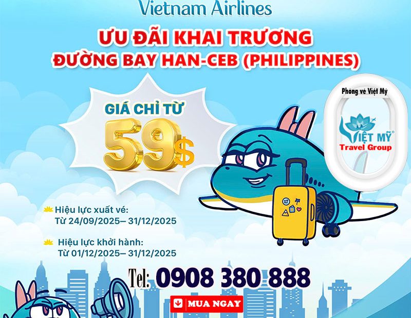 Ưu đãi khai trương đường bay Hà Nội đến Cebu giá chỉ từ 59 USD