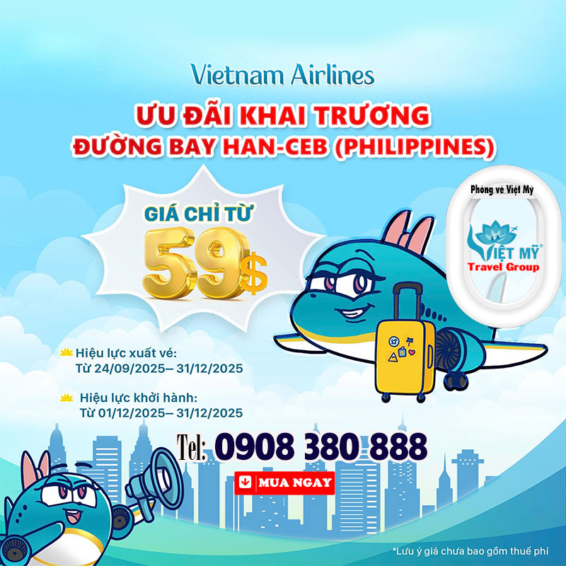 Ưu đãi khai trương đường bay Hà Nội đến Cebu giá chỉ từ 59 USD