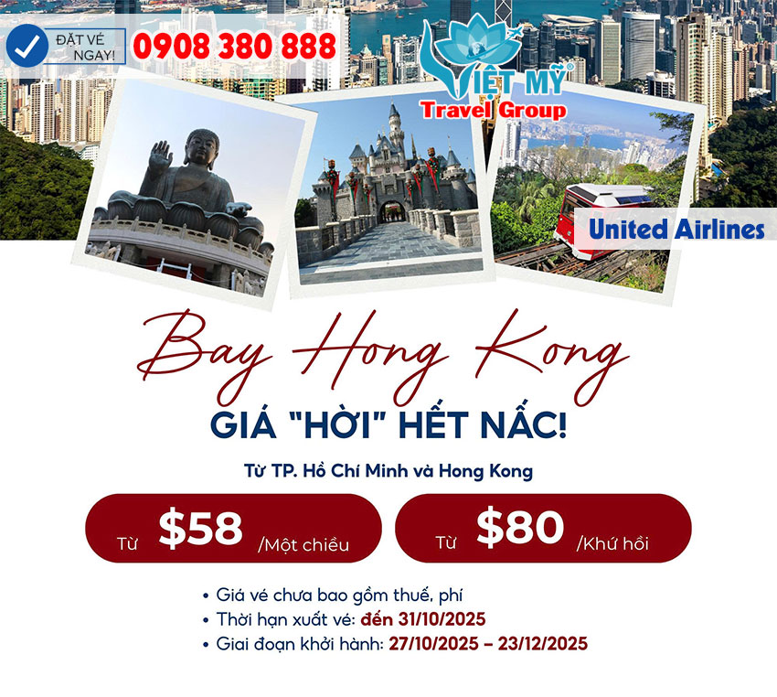 Bay Hong Kong giá “hời” hết nấc cùng United Airlines