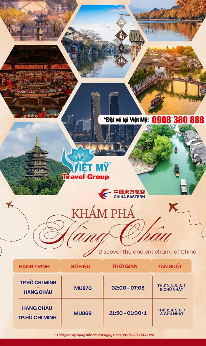 China Eastern tăng chuyến TPHCM đến Hàng Châu