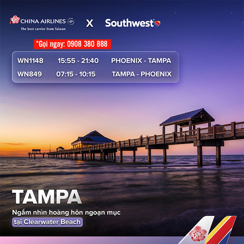 ay Mỹ dễ dàng hơn với China Airlines – Kết nối Southwest Airlines khắp nước Mỹ